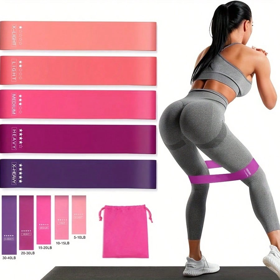 Набор из 5 розовых эластичных  – обзор и цена Home Gym Kit
